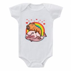 Детский бодик Капибара на рыбе - PrintSalon