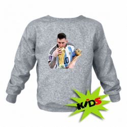 Детский свитшот Месси целует кубок - PrintSalon