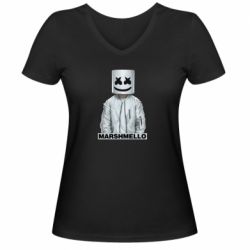 Женская футболка с V-образным вырезом DJ Marshmello Art-PrintSalon Женская футболка с V-образным вырезом DJ Marshmello Art