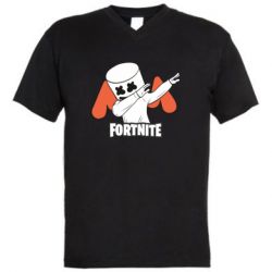Мужская футболка  с V-образным вырезом Dj Marshmello fortnite dab-PrintSalon Мужская футболка  с V-образным вырезом Dj Marshmello fortnite dab