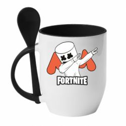 Чашка с ложкой Dj Marshmello fortnite dab - PrintSalon