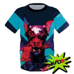 Дитяча 3D футболка Doberman with a gun - PrintSalon