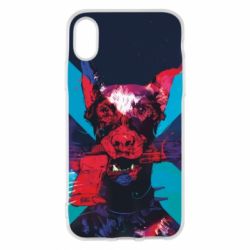 Чохол для iPhone X/Xs Doberman with a gun - PrintSalon