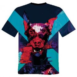 Чоловіча футболка 3D Doberman with a gun - PrintSalon