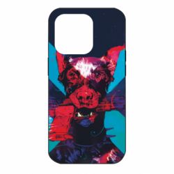 Чохол для iPhone 14 Pro Doberman with a gun - PrintSalon