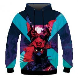 Чоловіче 3D худі Doberman with a gun - PrintSalon
