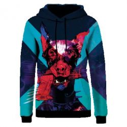 Жіноче 3D худі Doberman with a gun-PrintSalon Жіноче 3D худі Doberman with a gun