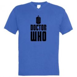 Мужская футболка  с V-образным вырезом Doctor who logo - PrintSalon