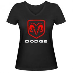 Женская футболка с V-образным вырезом DODGE - PrintSalon