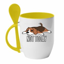 Чашка с ложкой Dog not today - PrintSalon