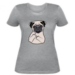 Женская футболка Dog Portait with middle finger up - PrintSalon