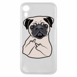 Чехол для iPhone XR Dog Portait with middle finger up - PrintSalon
