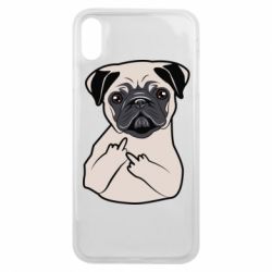 Чехол для iPhone Xs Max Dog Portait with middle finger up - PrintSalon