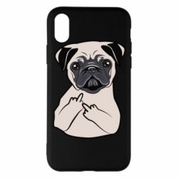 Чехол для iPhone X/Xs Dog Portait with middle finger up - PrintSalon