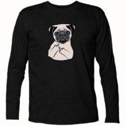 Футболка с длинным рукавом Dog Portait with middle finger up - PrintSalon