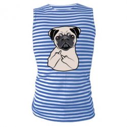 Майка-тельняшка Dog Portait with middle finger up - PrintSalon