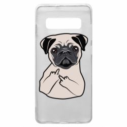 Чехол для Samsung S10+ Dog Portait with middle finger up - PrintSalon