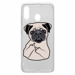 Чехол для Samsung A20 Dog Portait with middle finger up - PrintSalon