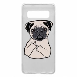 Чехол для Samsung S10 Dog Portait with middle finger up - PrintSalon