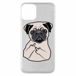 Чехол для iPhone 11 Dog Portait with middle finger up - PrintSalon
