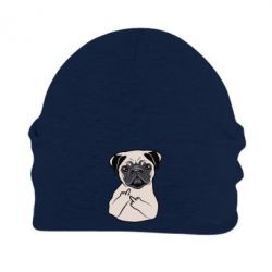 Шапка флисовая Dog Portait with middle finger up - PrintSalon