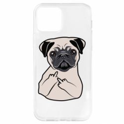 Чехол для iPhone 12 Pro Dog Portait with middle finger up - PrintSalon