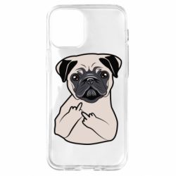 Чехол для iPhone 12 mini Dog Portait with middle finger up - PrintSalon
