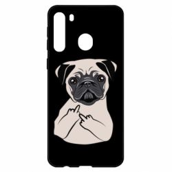 Чехол для Samsung A21 Dog Portait with middle finger up - PrintSalon