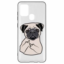 Чехол для Samsung A21s Dog Portait with middle finger up - PrintSalon