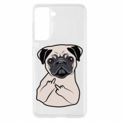 Чехол для Samsung S21 Dog Portait with middle finger up - PrintSalon