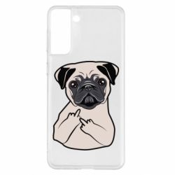 Чехол для Samsung S21+ Dog Portait with middle finger up - PrintSalon