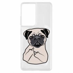 Чехол для Samsung S21 Ultra Dog Portait with middle finger up-PrintSalon Чехол для Samsung S21 Ultra Dog Portait with middle finger up
