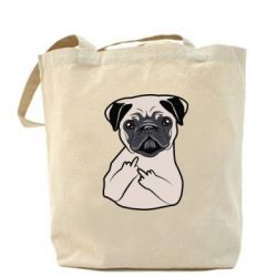 Эко-сумка Dog Portait with middle finger up - PrintSalon