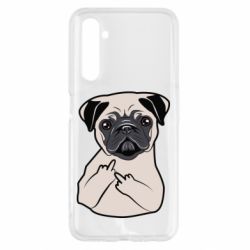 Чехол для Realme 6 Dog Portait with middle finger up - PrintSalon
