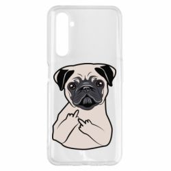 Чехол для Realme 6 Pro Dog Portait with middle finger up - PrintSalon