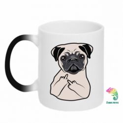 Чашка-хамелеон Dog Portait with middle finger up - PrintSalon