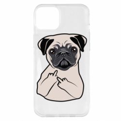 Чехол для iPhone 14 Plus Dog Portait with middle finger up - PrintSalon