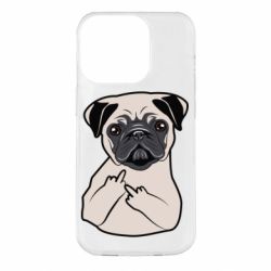 Чехол для iPhone 14 Pro Dog Portait with middle finger up - PrintSalon