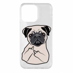 Чехол для iPhone 14 Pro Max Dog Portait with middle finger up - PrintSalon