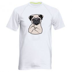 Мужская футболка для спорта Dog Portait with middle finger up - PrintSalon