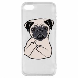 Чехол для iPhone5/5S/SE Dog Portait with middle finger up - PrintSalon