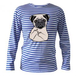 Тельняшка с длинным рукавом Dog Portait with middle finger up - PrintSalon