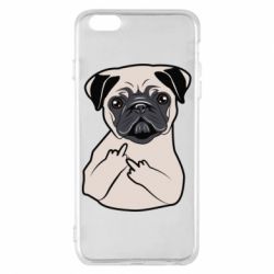 Чехол для iPhone 6 Plus/6S Plus Dog Portait with middle finger up - PrintSalon