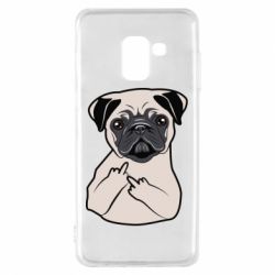 Чехол для Samsung A8 2018 Dog Portait with middle finger up - PrintSalon