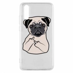 Чехол для Huawei P20 Dog Portait with middle finger up - PrintSalon