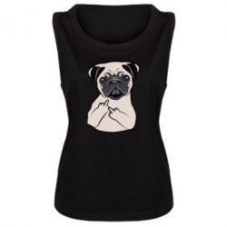 Женская майка Dog Portait with middle finger up - PrintSalon