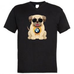 Чоловіча футболка з V-подібним вирізом Dog with a collar BMW - PrintSalon