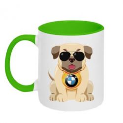 Чашка двокольорова Dog with a collar BMW - PrintSalon