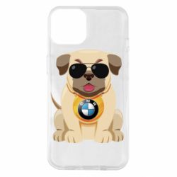 Чехол для iPhone 14 Dog with a collar BMW