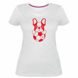 Женская премиум футболка Dog with ball - PrintSalon